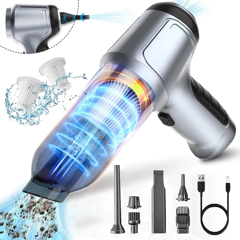 Aspirateur Sans Fil Portable 2-en-1 — Aspiration Puissante 95000PA pour Voiture & Maison