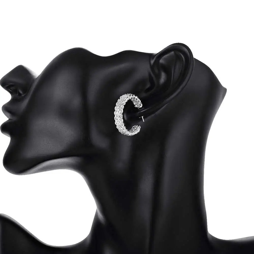 Boucles d'Oreilles Créoles Tressées en Argent 925 — Élégance & Finesse