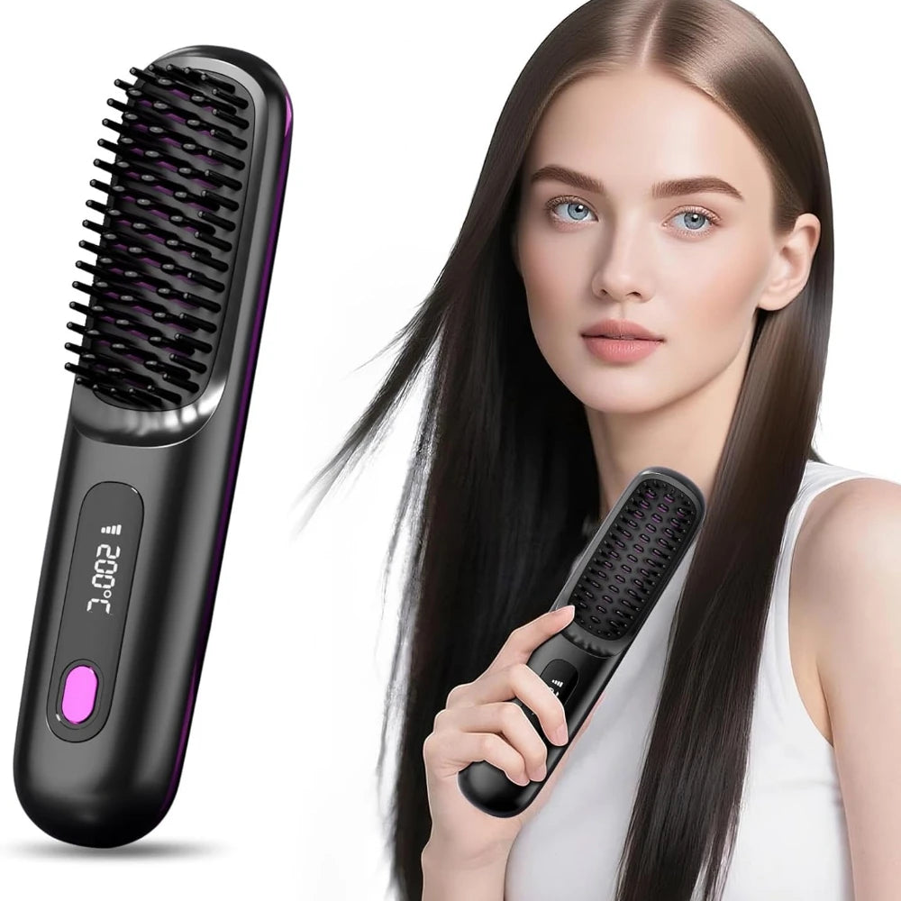 Brosse Lissante Chauffante LCD sans fil"