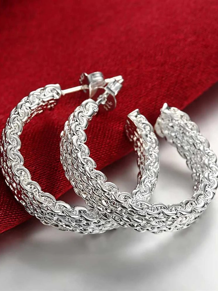 Boucles d'Oreilles Créoles Tressées en Argent 925 — Élégance & Finesse