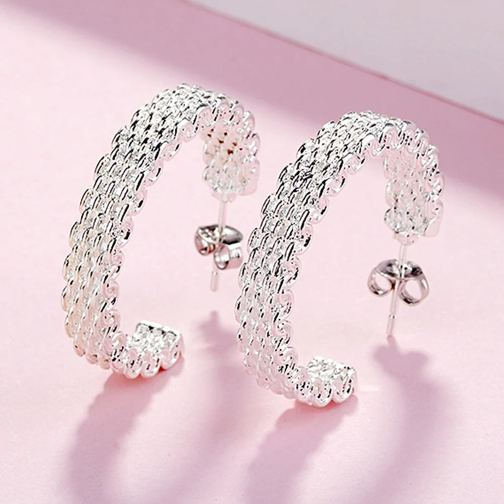 Boucles d'Oreilles Créoles Tressées en Argent 925 — Élégance & Finesse