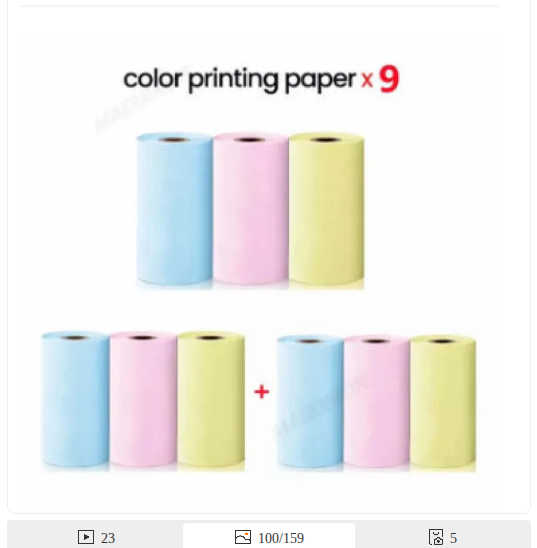 Papier Thermique pour Imprimante Portable - Lot de 9 Rouleaux Colorés