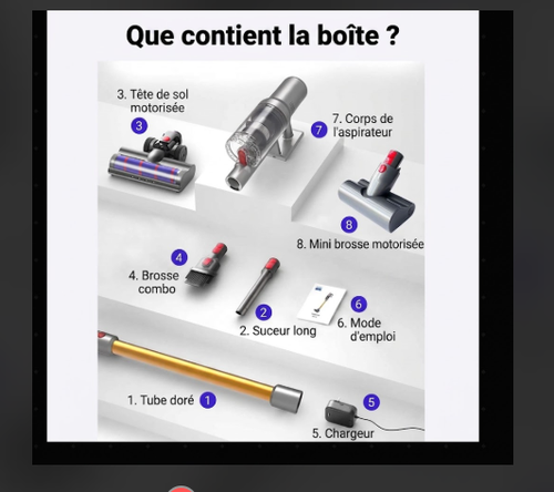 Aspirateur Sans Fil Détection Infrarouge 
écran tactile intelligent