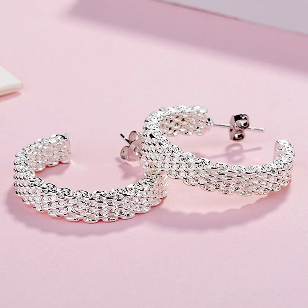 Boucles d'Oreilles Créoles Tressées en Argent 925 — Élégance & Finesse