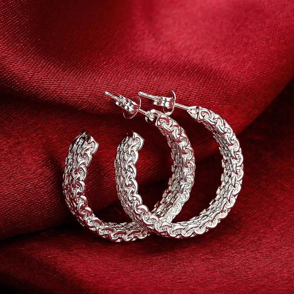 Boucles d'Oreilles Créoles Tressées en Argent 925 — Élégance & Finesse